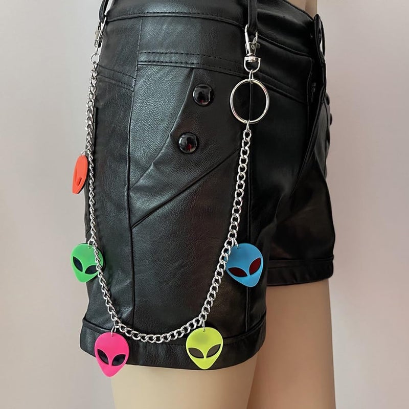 QFSH Colorful Alien Pants Chains Hip Hop Trouser Loop Chain Funny Jeans Chain for Women Men Pocket Wallet Chain - Image 2